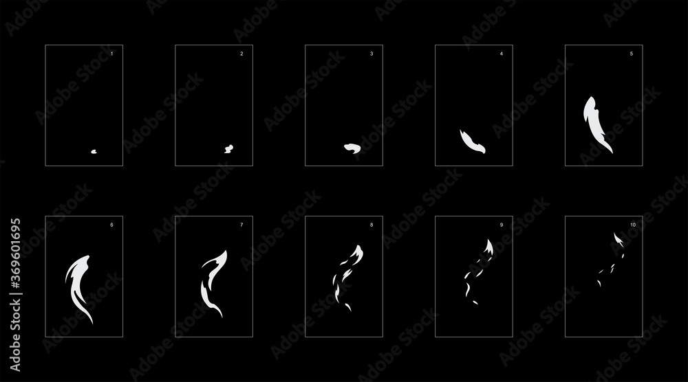 Vetor de Smoke effect. Smoke animation sprite sheet. Classic smoke ...