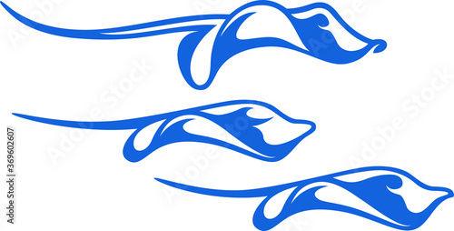 Stingrays Swimming  Simple Abstract Vector