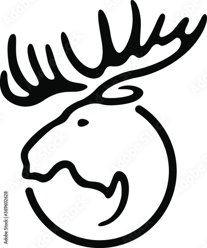 Head of Moose Line Art Logo