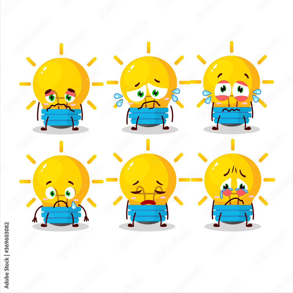 Lamp ideas cartoon character with sad expression Lamp ideas cartoon character with sad expression