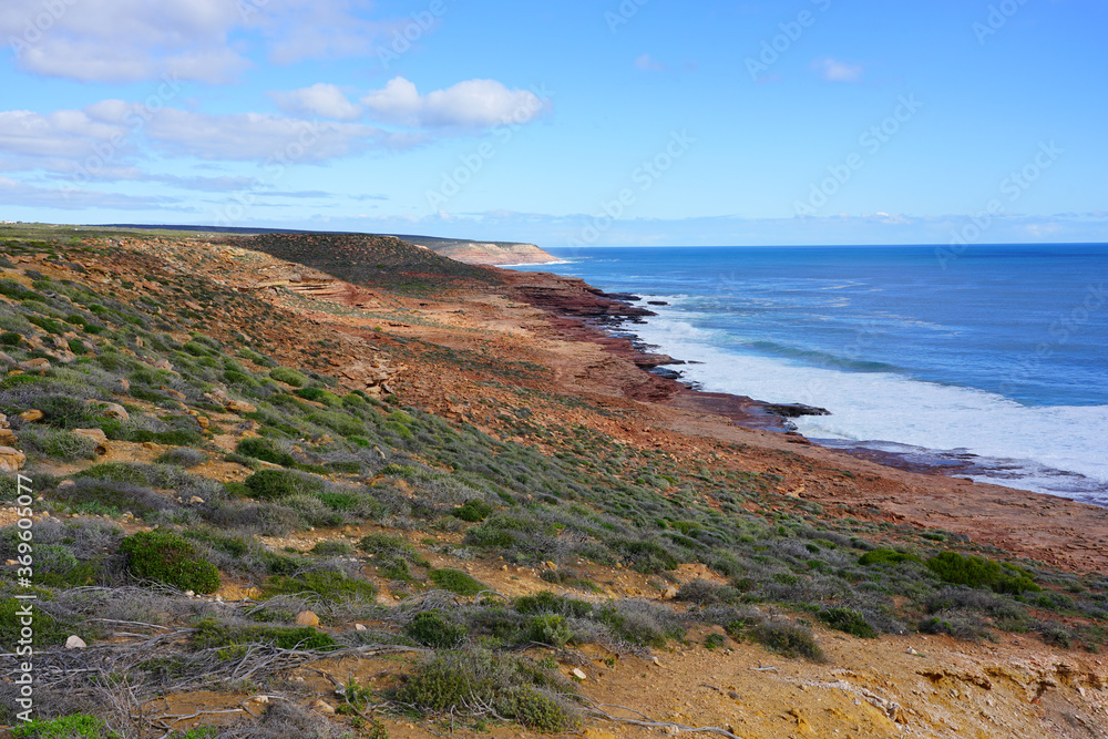 View of the coastal cliffs Kalbarri National Park in the Mid West region of Western Australia.