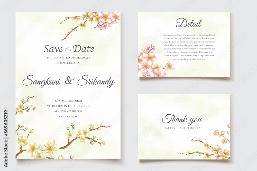 Elegant floral wedding invitation card