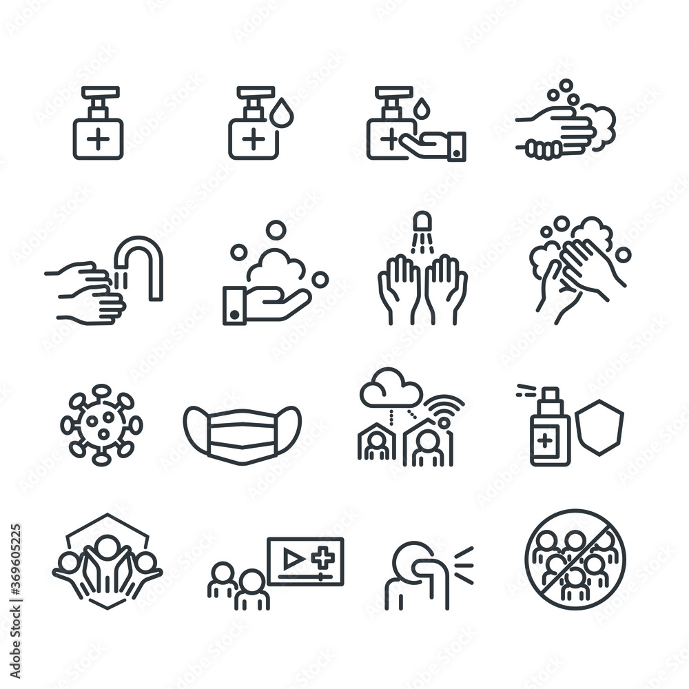Protect and Covid-19 Icons set,Vector