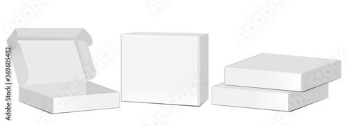 blank packaging boxes - open and closed mockup, isolated on white background. Vector illustration eps 10