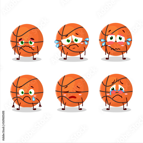 Basket ball cartoon character with sad expression