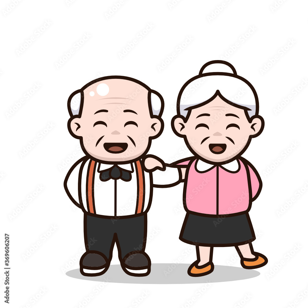 A couple of cute grandparent character design illustration