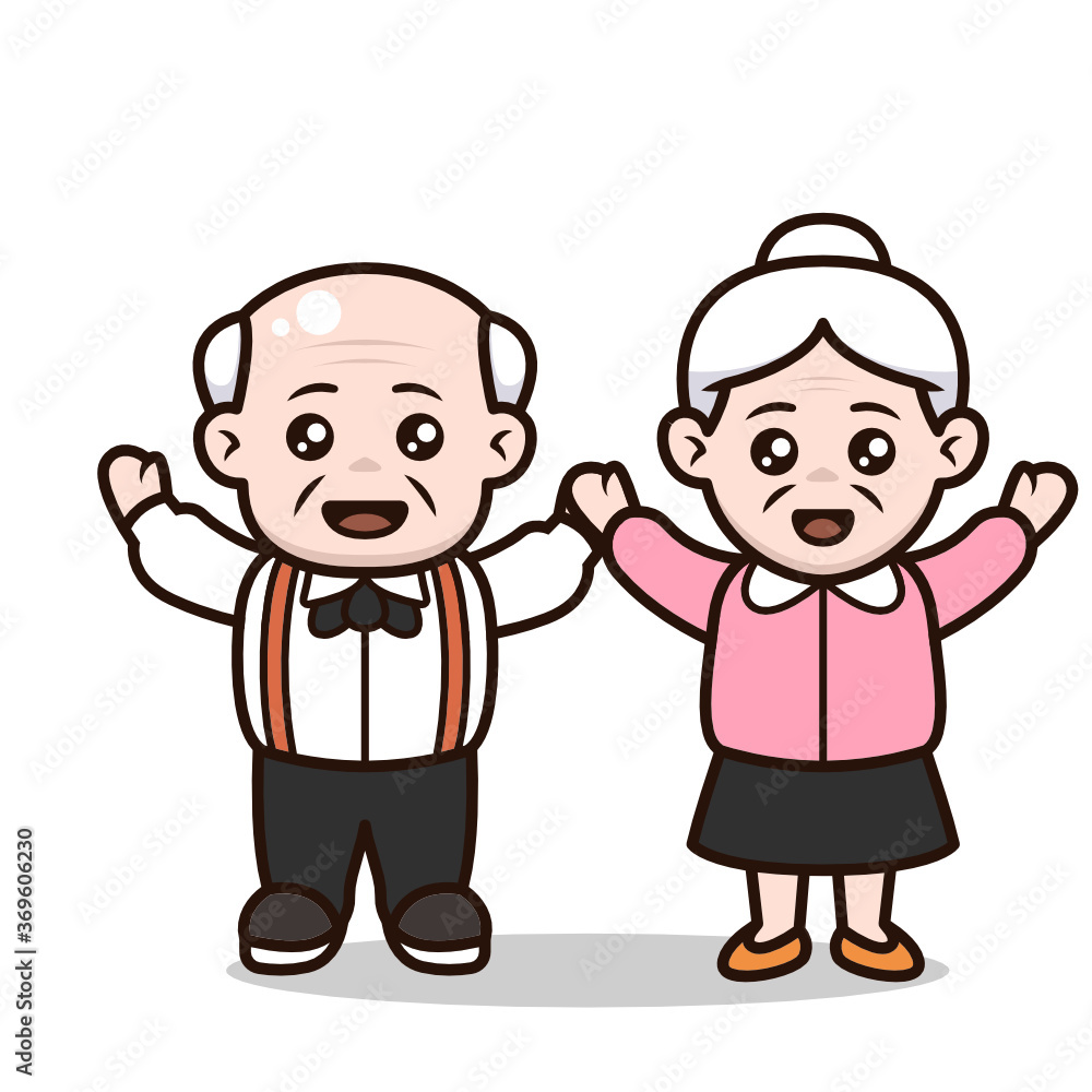 A couple of cute grandparent character design illustration A couple of cute grandparent character design illustration