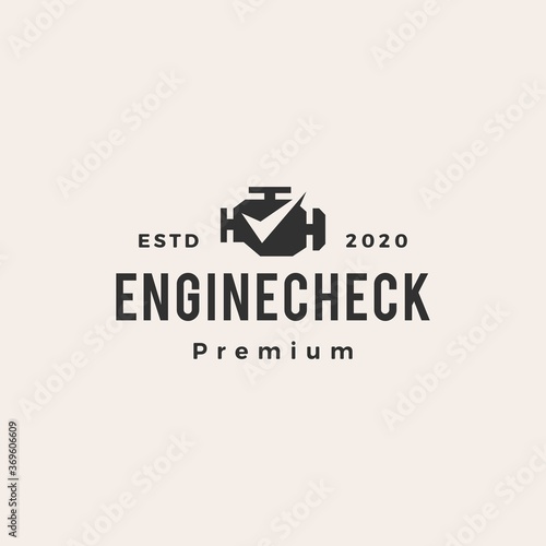 engine check hipster vintage logo vector icon illustration