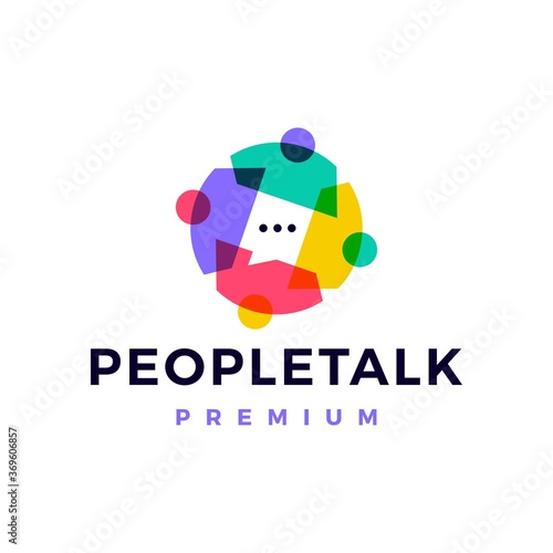people family talk chat bubble overlapping logo vector icon illustration