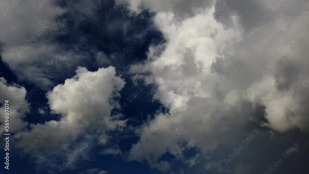 Hyperlapse: impressive and sensational white cumulus and stratus cloud formations swirling and twirling in vivid blue sunny sky atmosphere, spinning shot Hyperlapse: impressive and sensational white cumulus and stratus cloud formations swirling and twirling in vivid blue sunny sky atmosphere, spinning shot