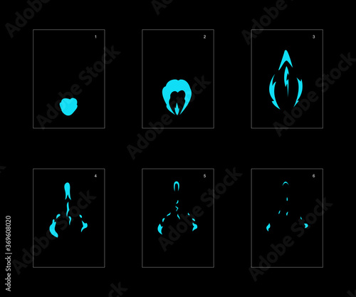 Smoke effect. blue smoke animation sprite sheet. classic smoke effect animation for game or cartoon or animation. vector style animation effect 1680.