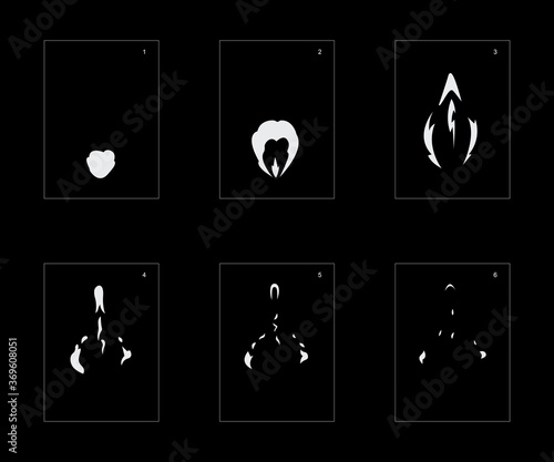 Smoke effect. Smoke animation sprite sheet. Classic smoke effect animation for game or cartoon or animation. Vector style animation effect 1679.