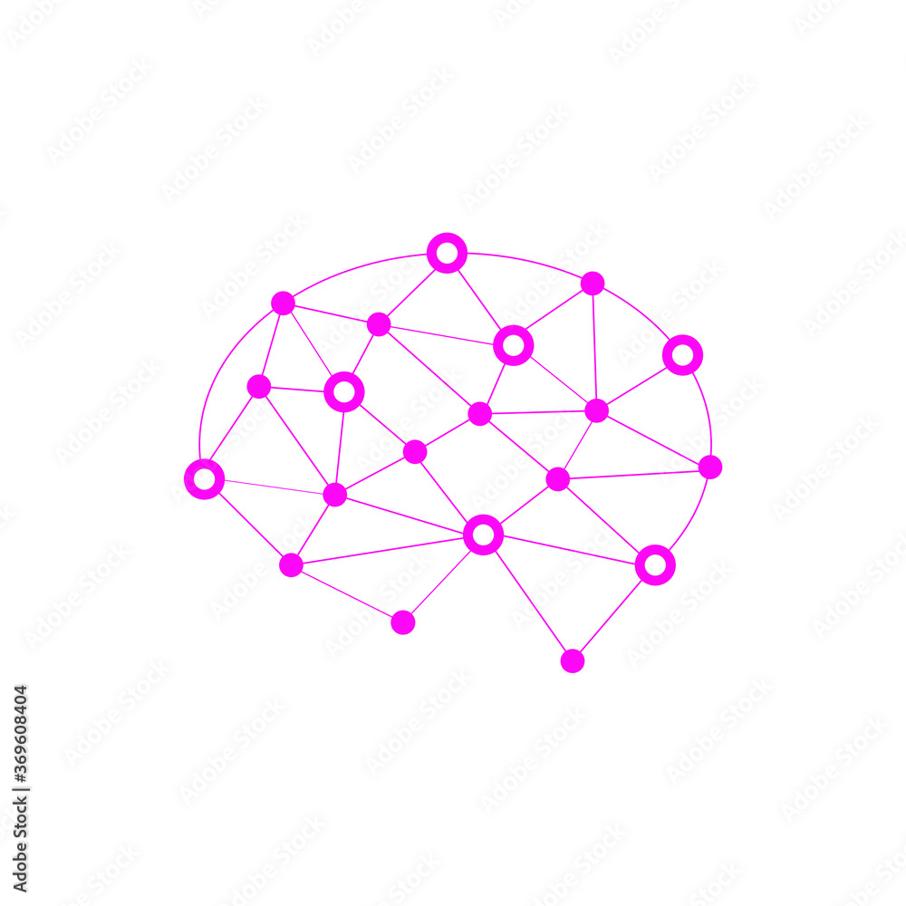 Creative brain technology icon. Abstract vector tech logo on white background. Stock illustration Creative brain technology icon. Abstract vector tech logo on white background. Stock illustration