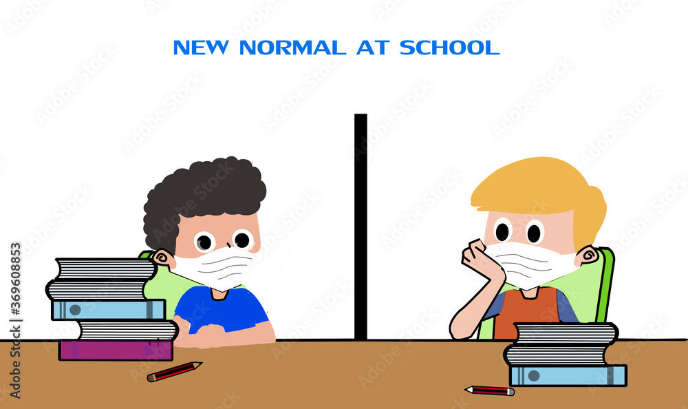 Wearing mask  in New Normal lifestyle at school ,back to school concept.