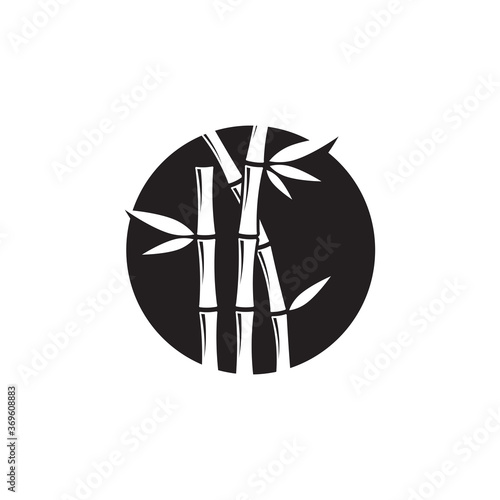 Black bamboo logo vector icon template