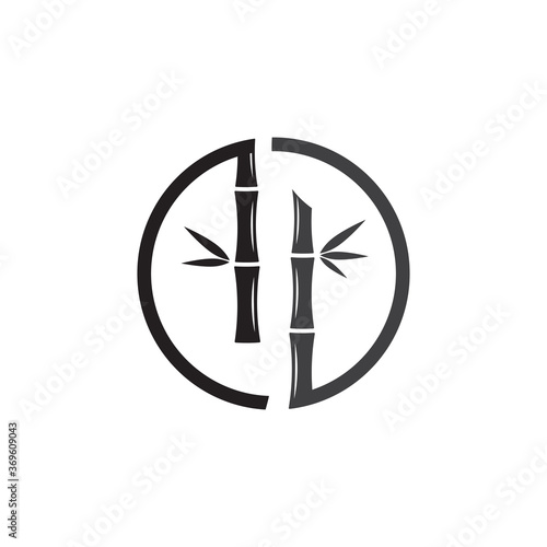 Fototapeta Naklejka Na Ścianę i Meble -  Black bamboo logo vector icon template