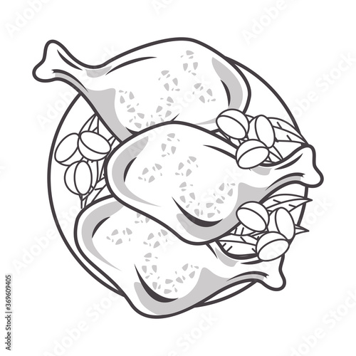 delicious chicken thighs fast food in dish
