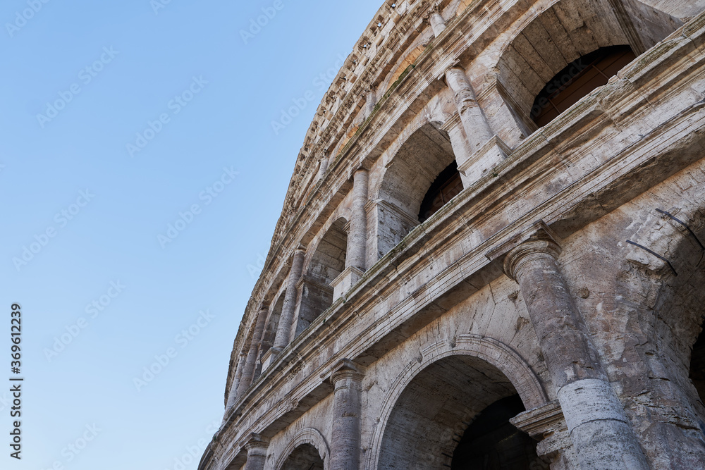 Exterior of the Colosseum in Rome at day