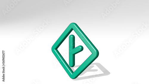 Free Download road sign side road angle right made by 3D illustration of a shiny metallic sculpture with the shadow on light background. city and car - GFXLoad