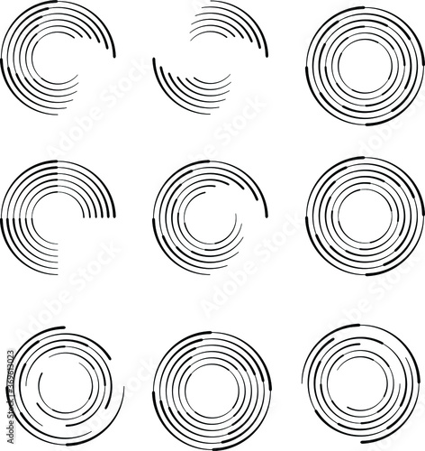 Lines in Circle Form . Spiral Vector Illustration .Technology round. Wave Logo . Design element . Abstract Geometric shape .