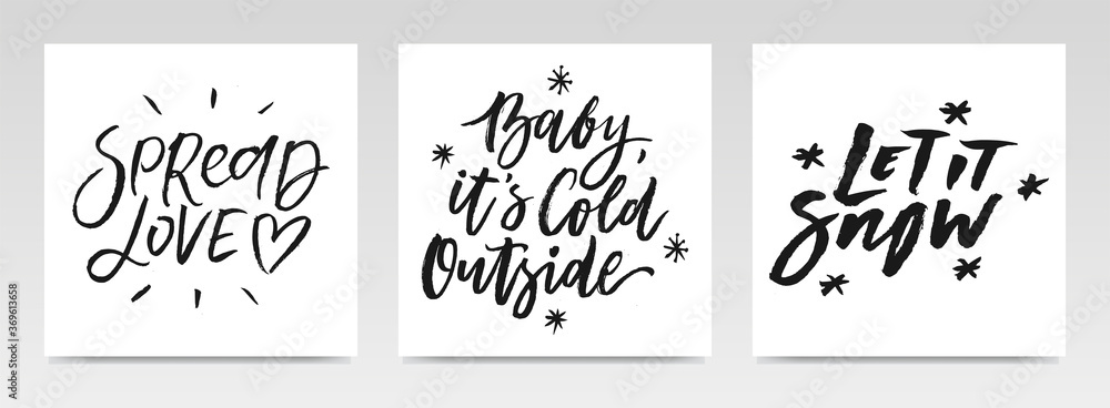 Christmas quotes letter typography set illustration. Christmas quotes letter typography set illustration.