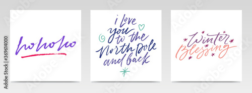 Christmas quotes letter typography set illustration.