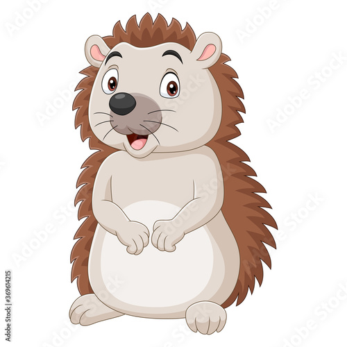 Cartoon baby hedgehog isolated on white background 