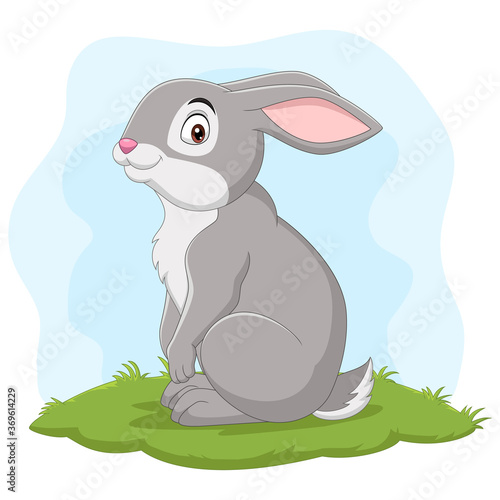 Cartoon happy rabbit in the grass
