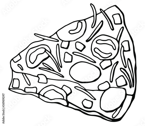 Frittata. Italian Cuisine. Line art. White background, isolator. Stock illustration.