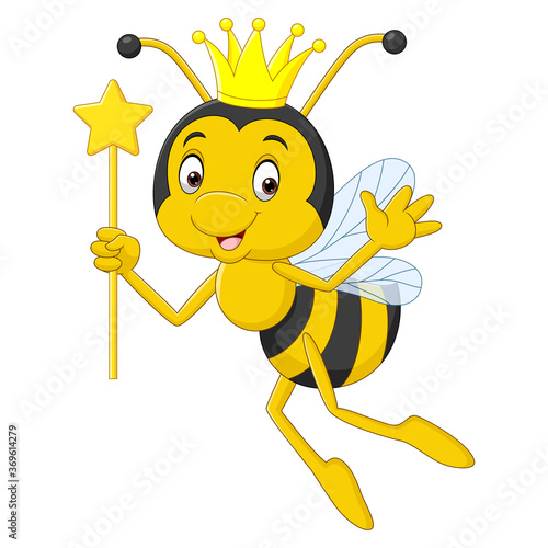Cartoon queen bee isolated on white background