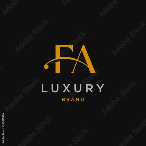 Creative modern elegant trendy unique artistic gold color FA A F initial based letter icon logo.