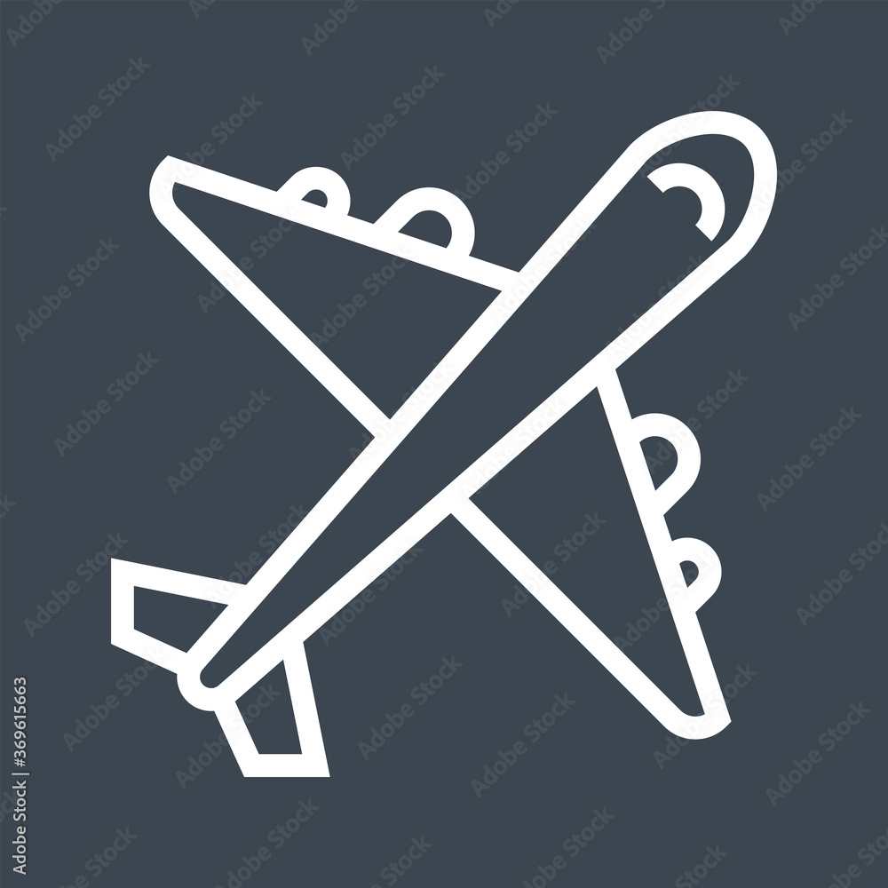 Airplane Thin Line Vector Icon. Flat icon isolated on the black background. Editable EPS file. Vector illustration. Airplane Thin Line Vector Icon. Flat icon isolated on the black background. Editable EPS file. Vector illustration.