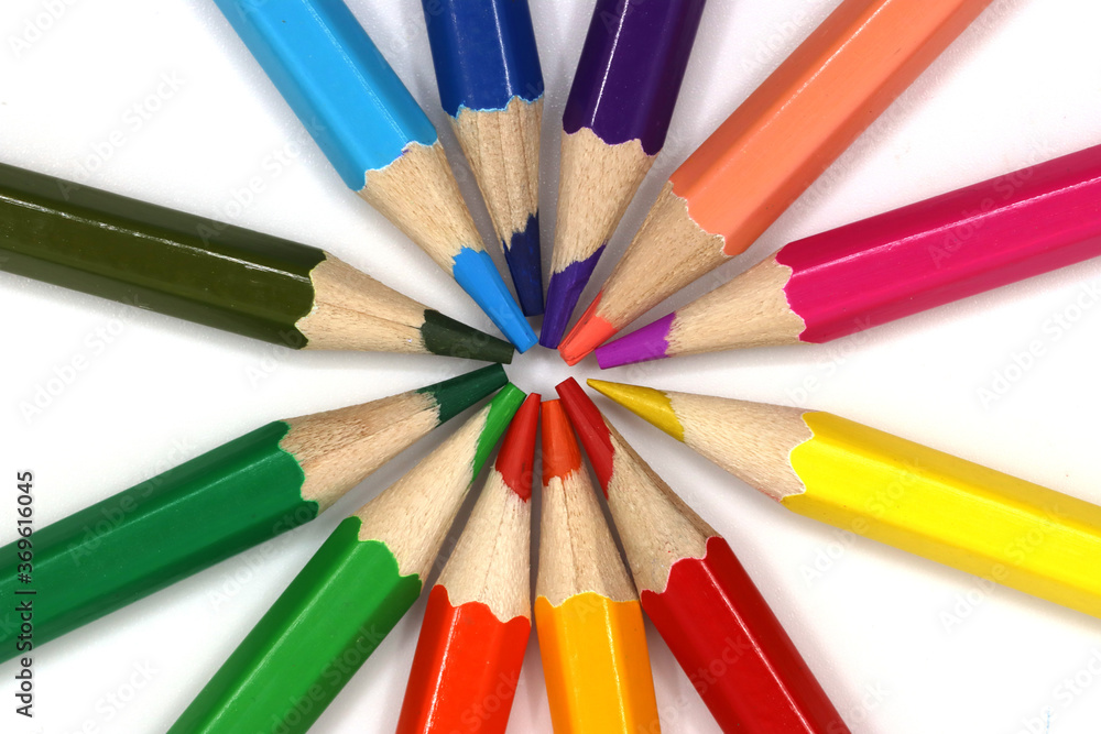 colored pencils on white background colored pencils on white background
