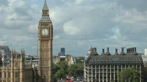 Big Ben in London city view, time lapse photo