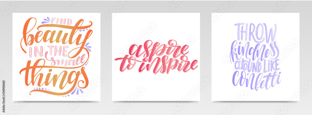 Motivation quotes letter typography set illustration. Motivation quotes letter typography set illustration.