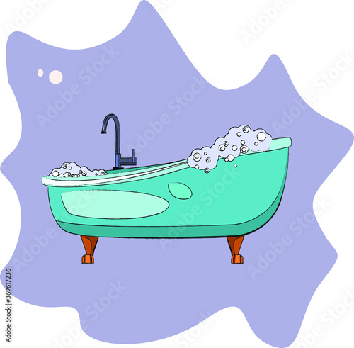Bright colored object on the theme of bathroom, household on a beautiful colored background-blot