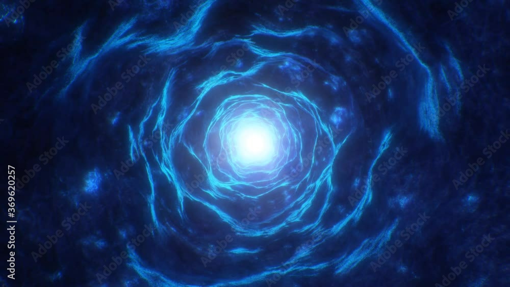 Endless Neon Blue Glowing Tunnel of Futuristic Energy Waves Flow - 4K Seamless Loop Motion Background Animation