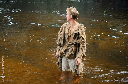 Obraz na plátně young medieval man in sacking clothes