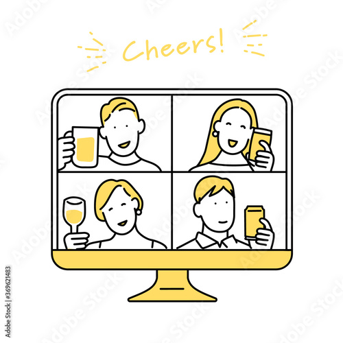 オンライン飲み会をするイラスト素材 Stock Vector Adobe Stock オンライン飲み会をするイラスト素材 Stock Vector Adobe Stock