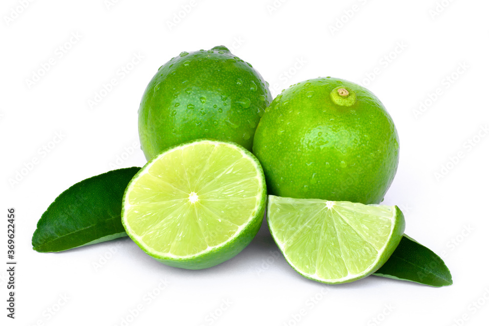 lime on white background. Macro lime on white background. Macro