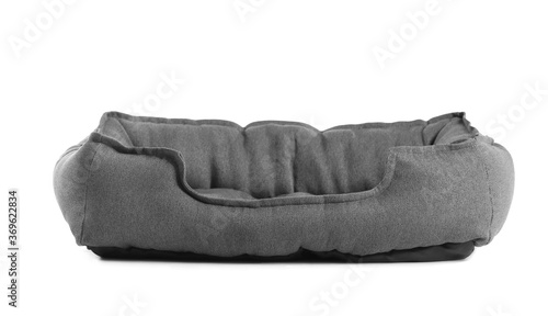 Comfortable pet bed on white background