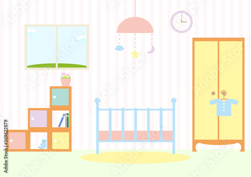 かわいいパステルカラーの子供部屋　ベビールーム　インテリア