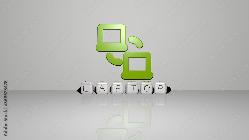 3D graphical image of LAPTOP vertically along with text built by metallic cubic letters from the top perspective, excellent for the concept presentation and slideshows. computer and business 3D graphical image of LAPTOP vertically along with text built by metallic cubic letters from the top perspective, excellent for the concept presentation and slideshows. computer and business