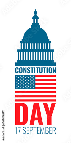 17 september - United States Constitution day. Typography concept  design for greeting card, poster, banner, flyer. USA flag on white background. Vector illustration
