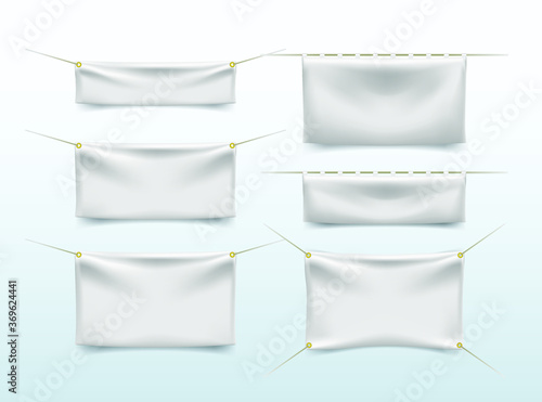 Wallpaper Mural 3D White Textile Banner with Folds on White Background . Isolated Vector Elements Torontodigital.ca