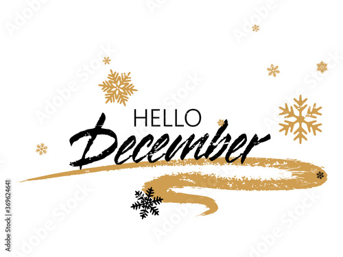 Hello winter typography vector poster graphic design.