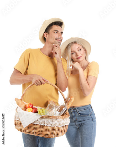 Young couple with food for ...