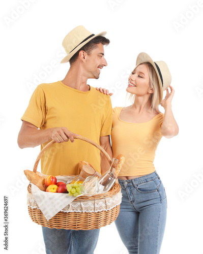 Young couple with food for ...