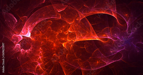 3D rendering abstract red fractal light background