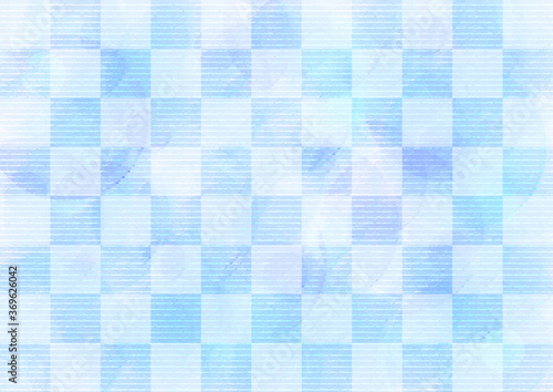 格子_水彩ブルー背景